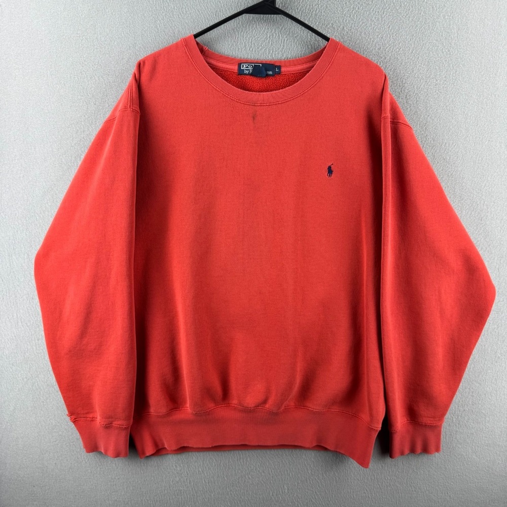 Vintage Polo Ralph Lauren Sweatshirt Mens Large Red Crewneck 90s USA